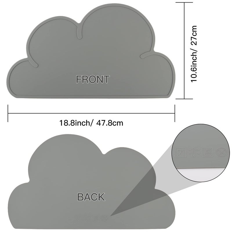 DesignSter Pet Food Matsâ€“Dog Cat Feeding Mat Top Grade Cloud Silicone Pad Anti-Slip Waterproof Anti-Slip Bowl Placemat (Dark Gray) - Image 2